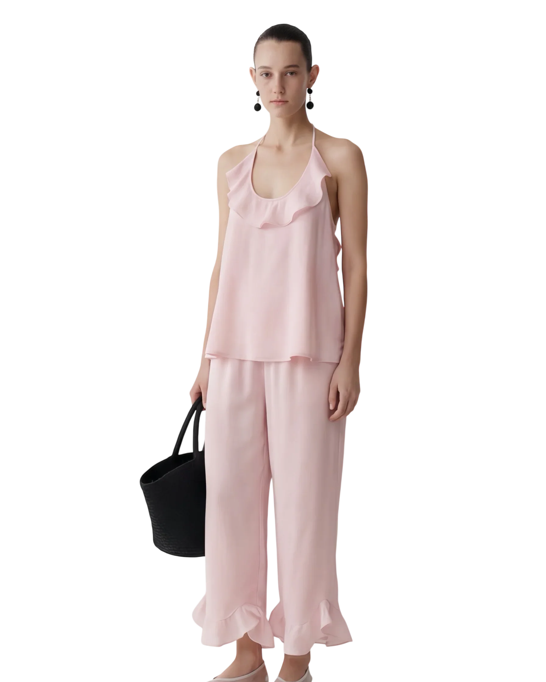 LAYERPLAN | Ara Ruffle Hem Tencel-Linen Pants