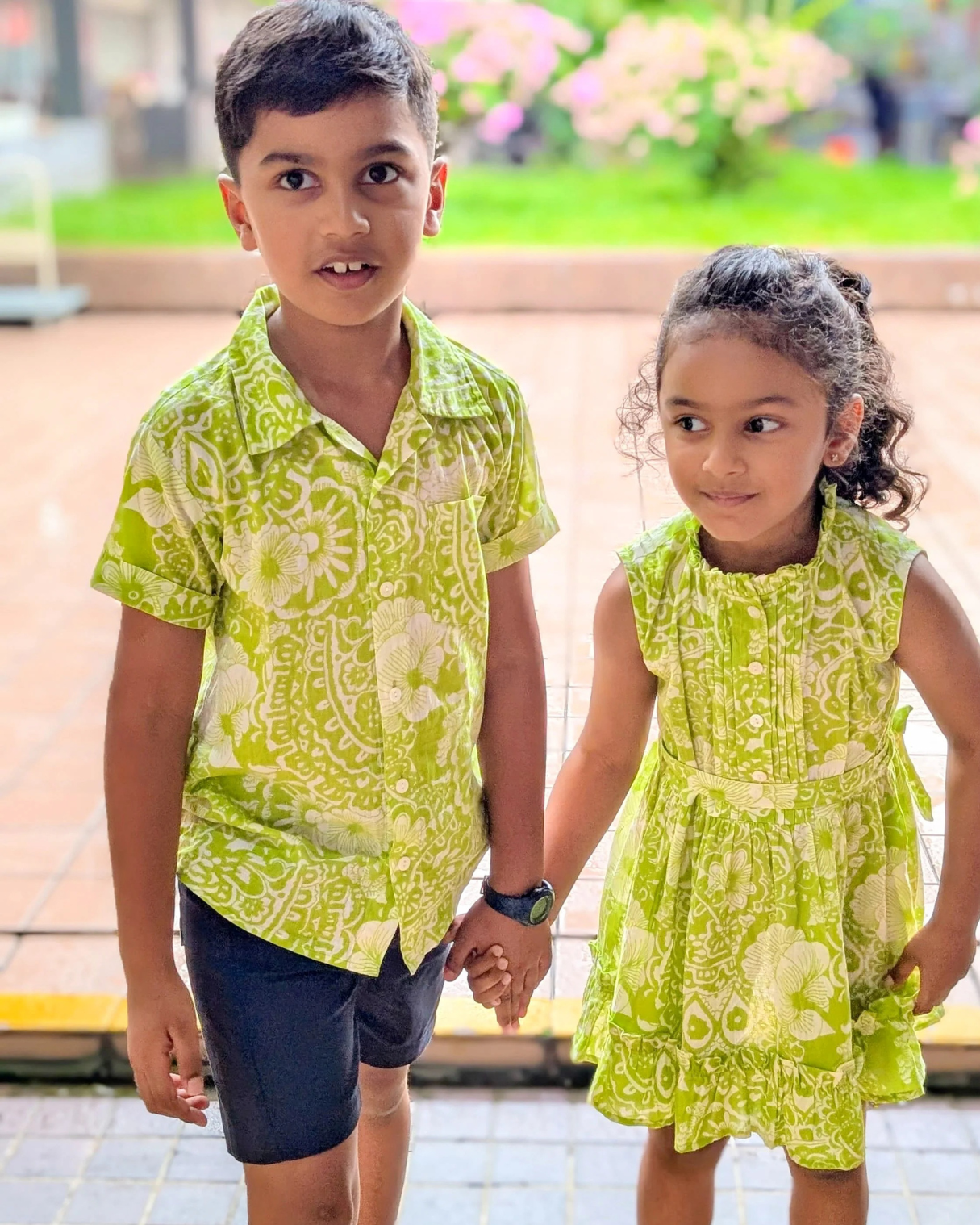 NIMBU | Kyra Kids Unisex Cotton Shirt In Lime Green