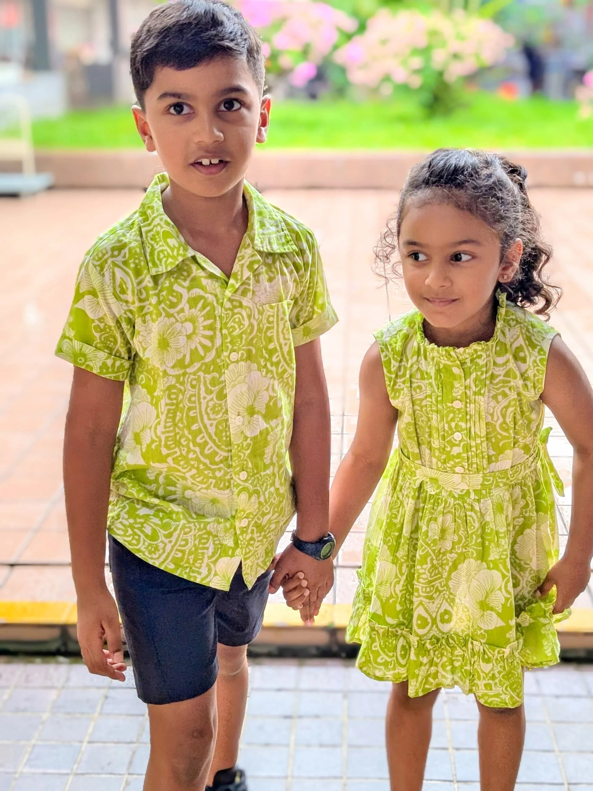 NIMBU | Kyra Kids Unisex Cotton Shirt In Lime Green