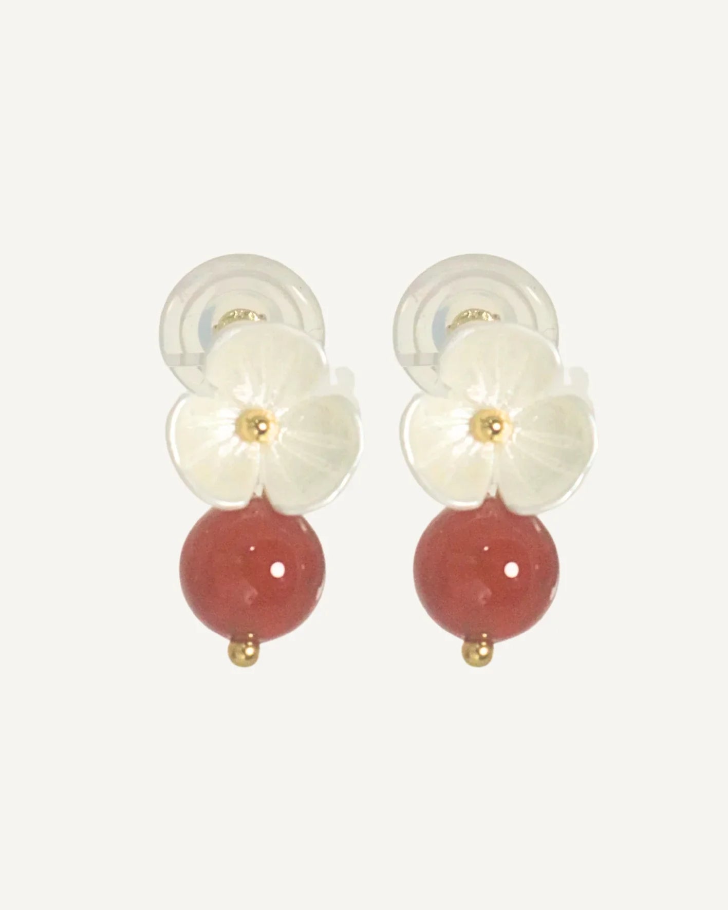 THE ANTECEDANT STORE | E - Floral Series Red Agate Earrings