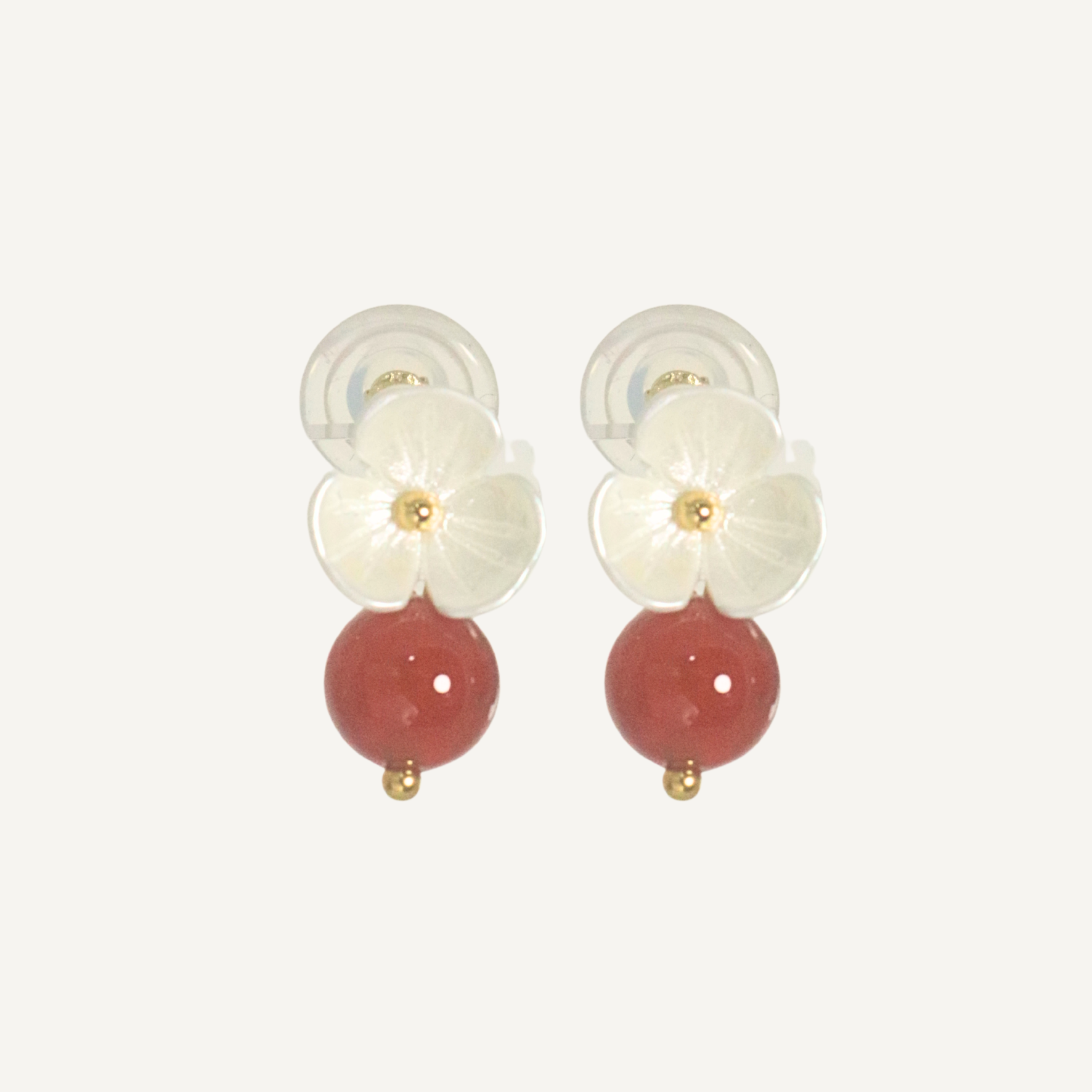 THE ANTECEDANT STORE | E - Floral Series Red Agate Earrings