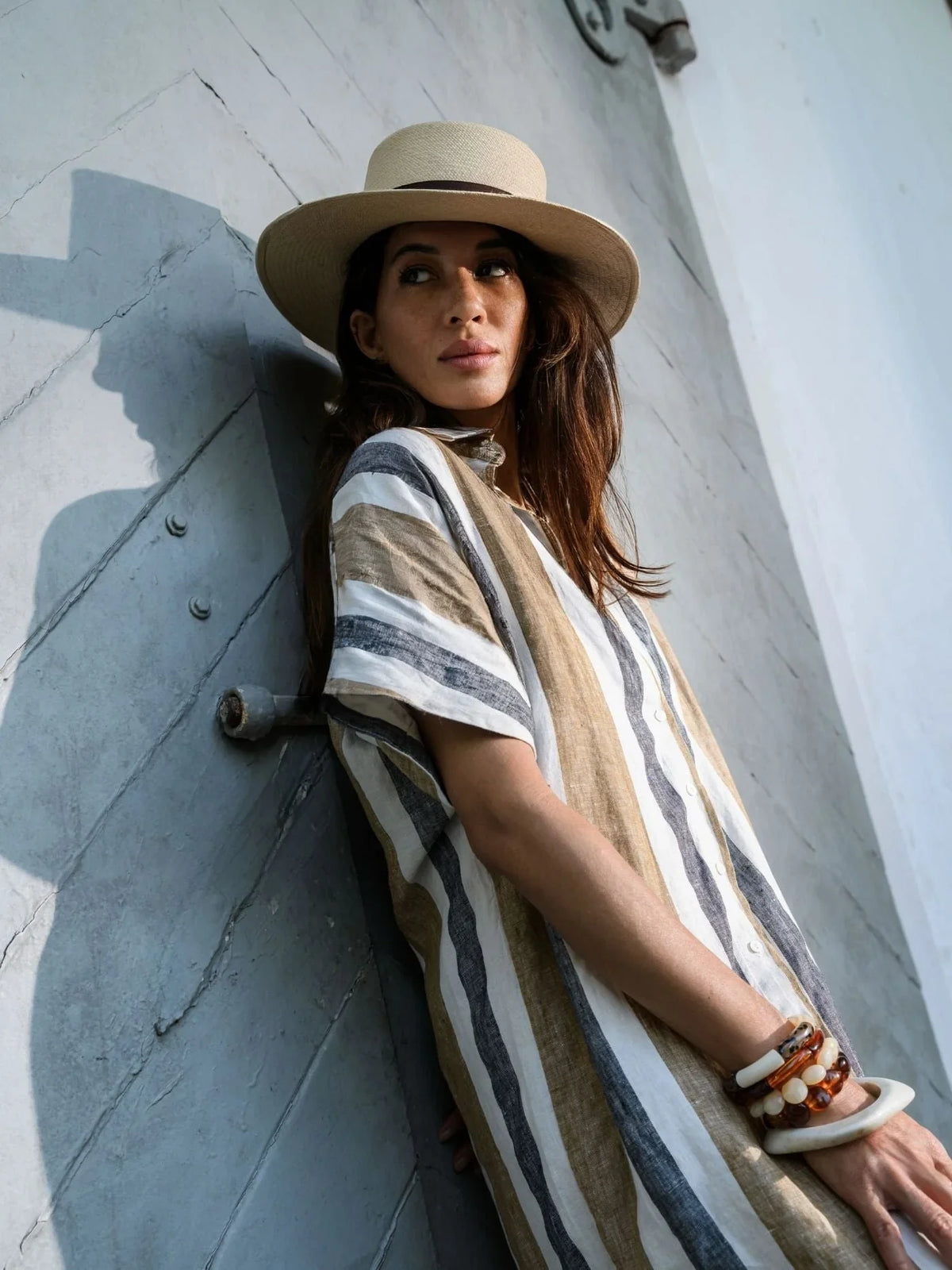 EDITION LIMITEE SINGAPORE | Shirt Dress Long | Charcoal Stripes