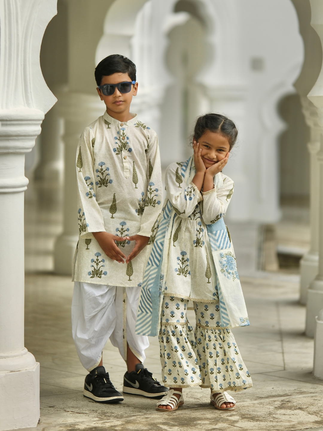 NIMBU | Shaheen Blue Boys Kurta Dhoti In Cotton