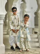 NIMBU | Shaheen Blue Boys Kurta Dhoti In Cotton