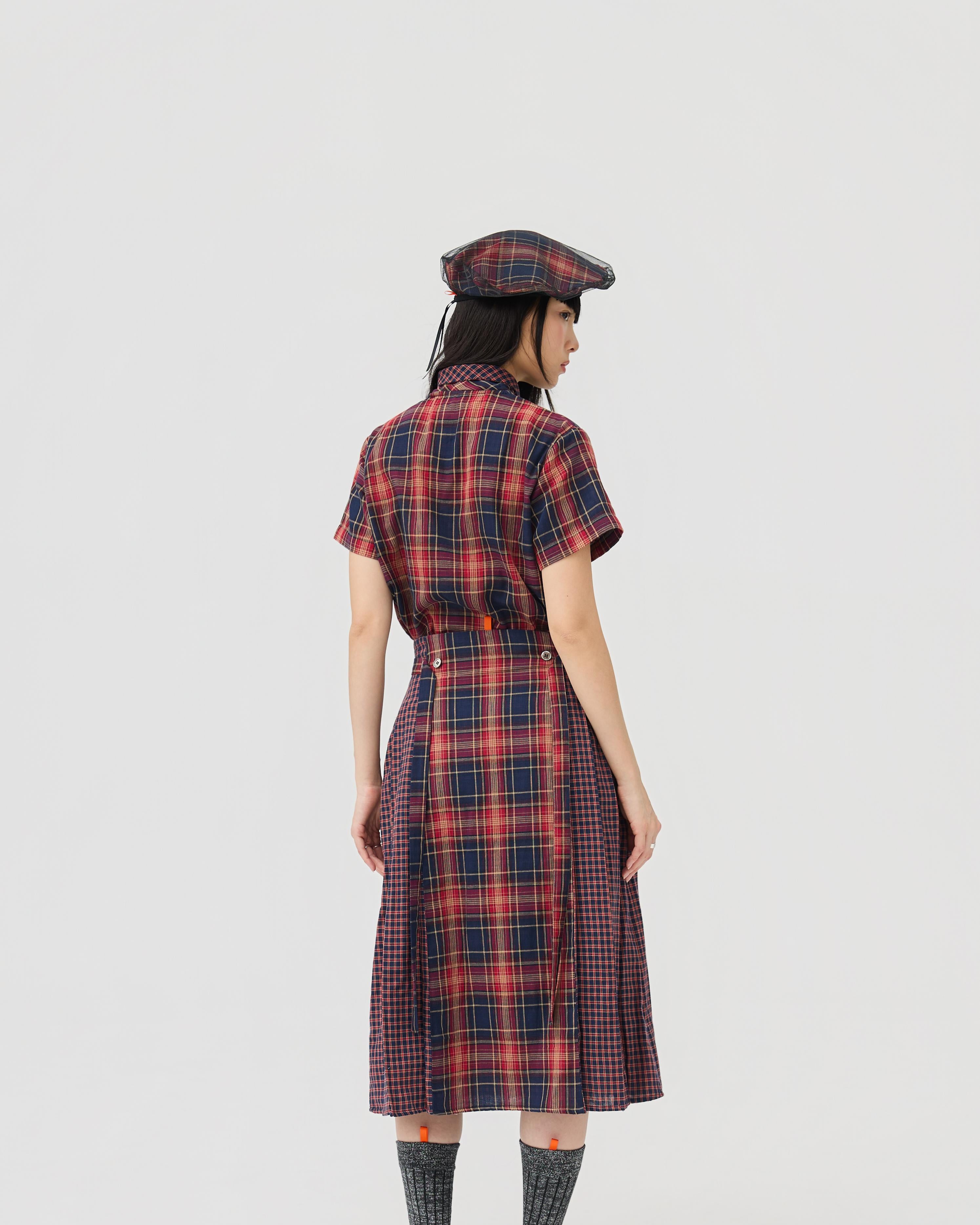 3EIGHTH | Ginrin Skirt In Red Tartan Double Gauze