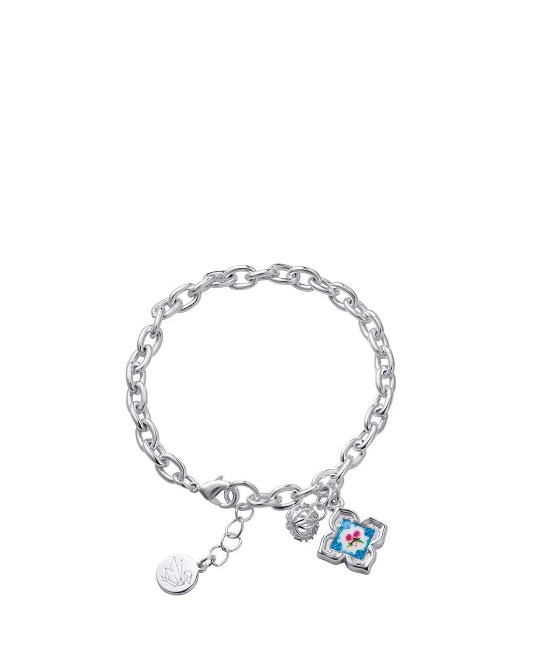 RARE BIRD COLLECTION | Peranakan Floral Bracelet - Silver Pixie Pomp