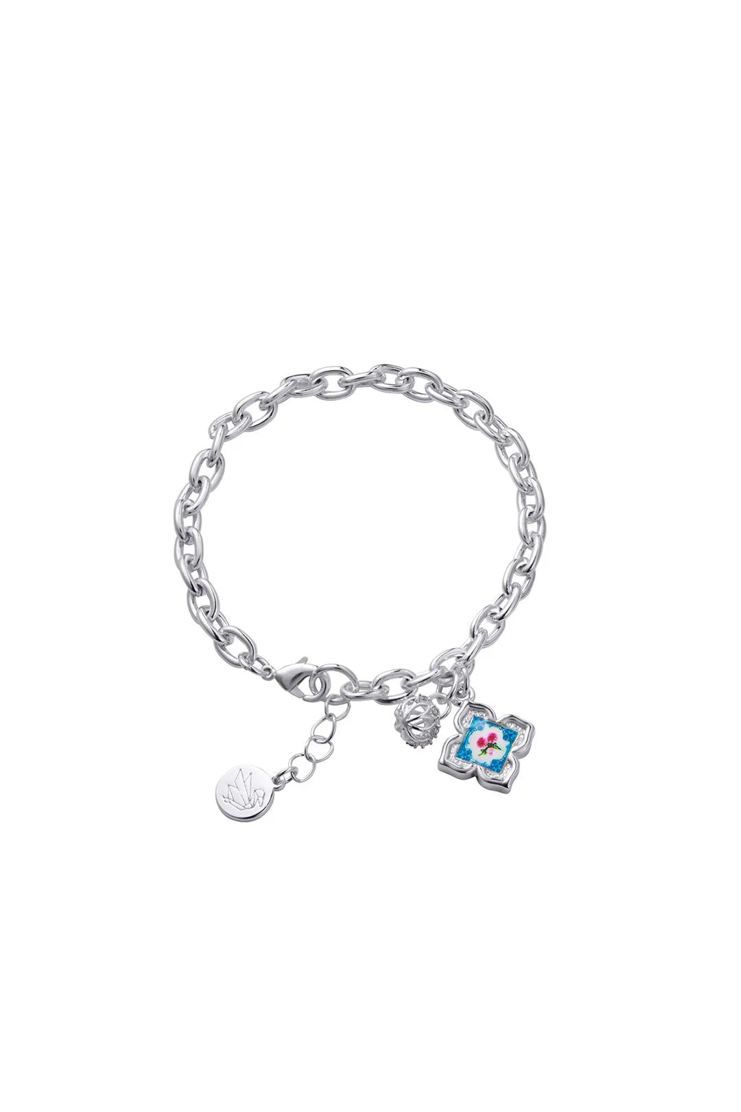 RARE BIRD COLLECTION | Peranakan Floral Bracelet - Silver Pixie Pomp