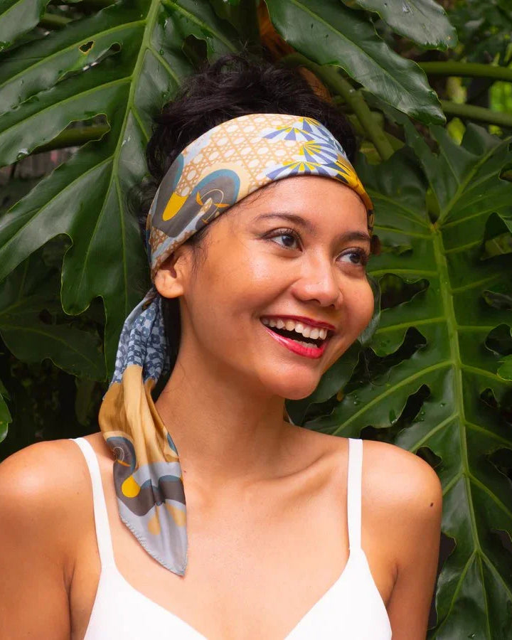 BINARY STYLE | Enchanted Kampong Glam Silk Square Scarf 87x87cm