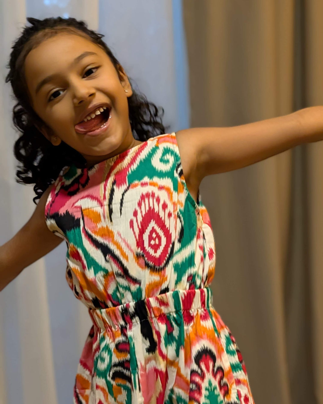 NIMBU | Moana White Rainbow Girls Playsuit in Cotton