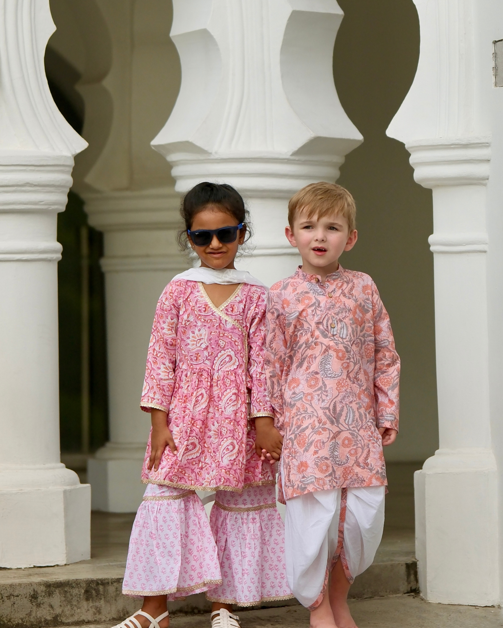 NIMBU | Devi Coral Boys Handblock Kurta Dhoti