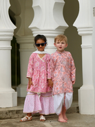 NIMBU | Devi Coral Boys Handblock Kurta Dhoti