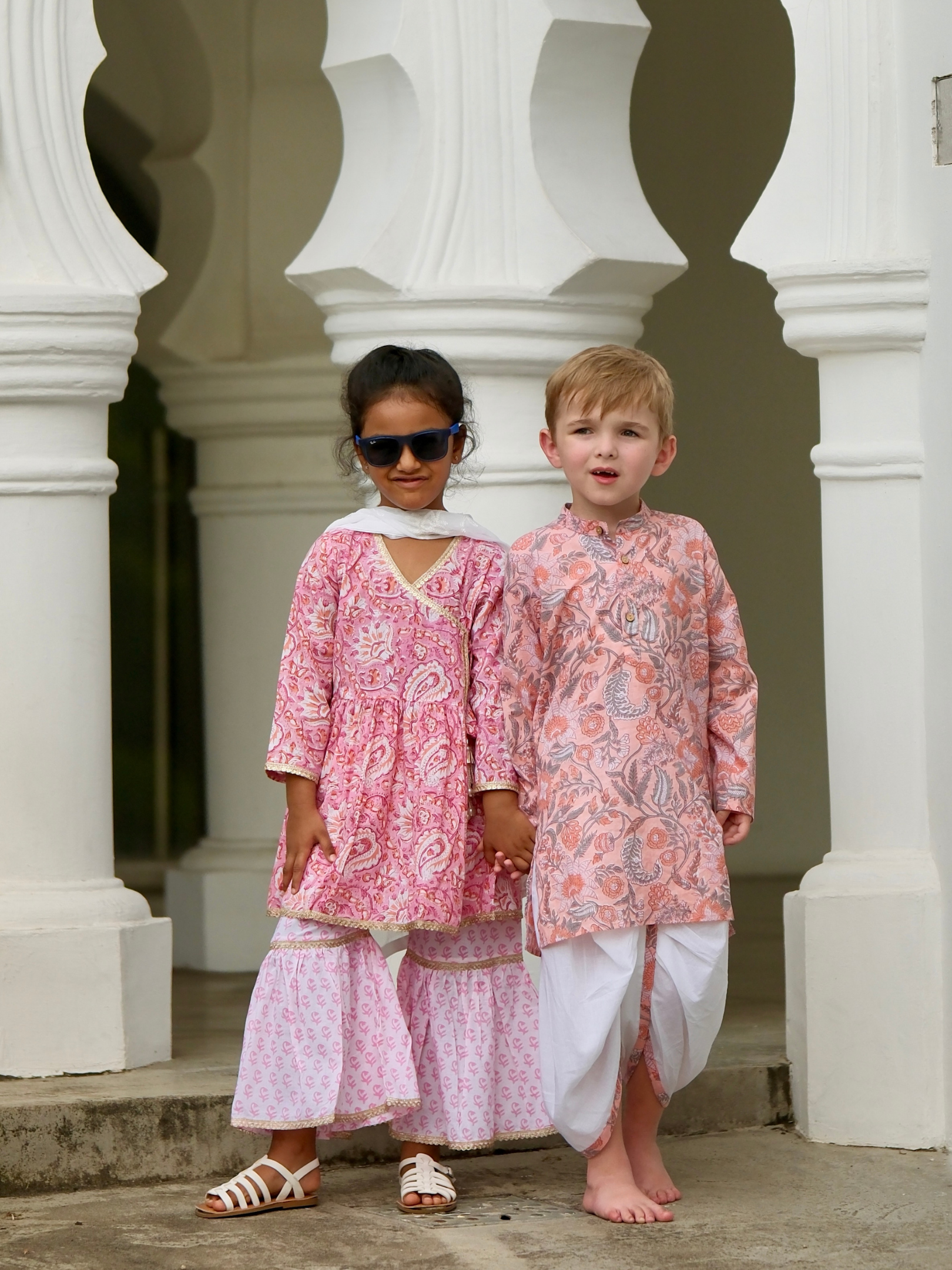 NIMBU | Devi Coral Boys Handblock Kurta Dhoti