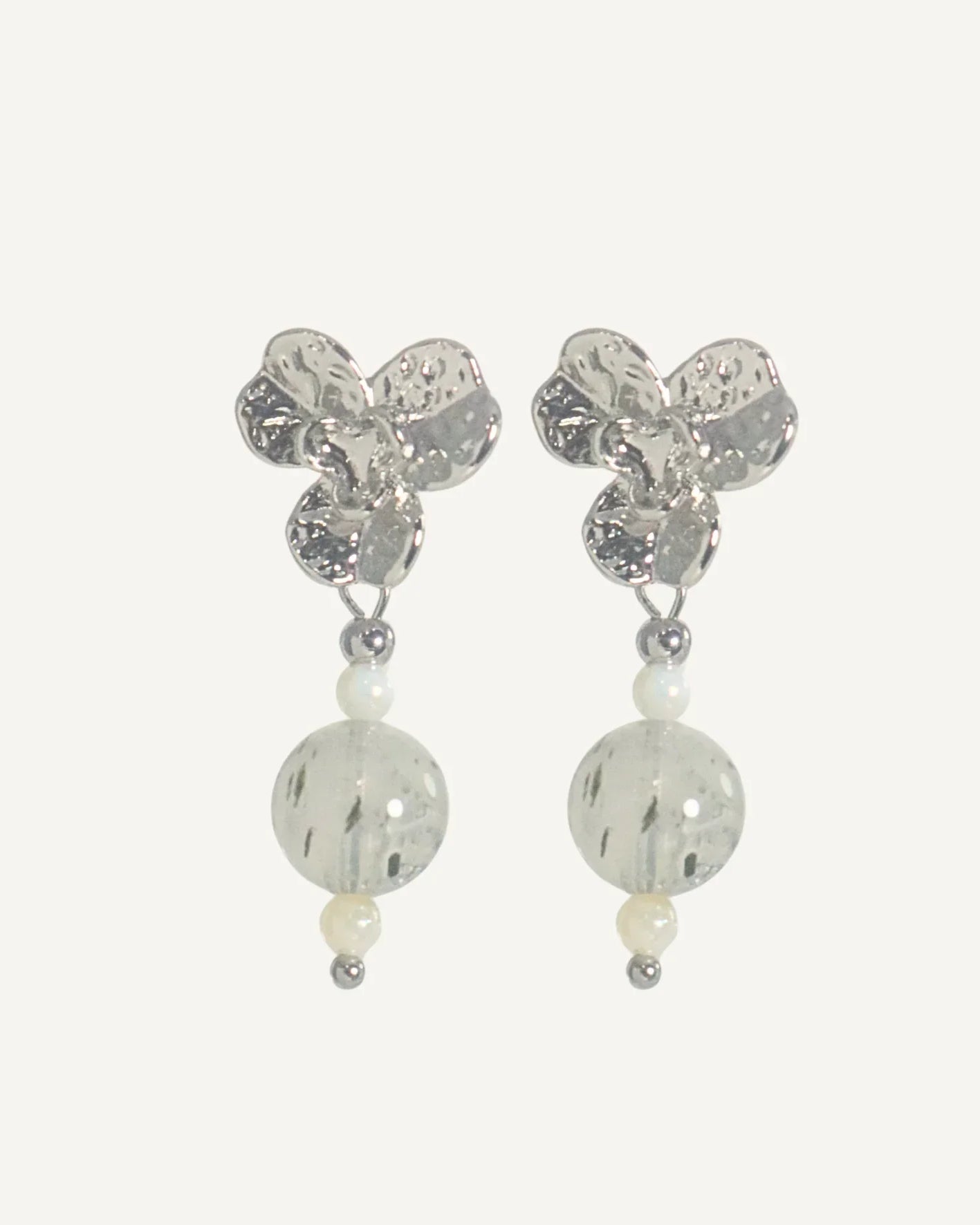 THE ANTECEDANT STORE | E - Silver Orchid Tourmalinated Quarts Earrings