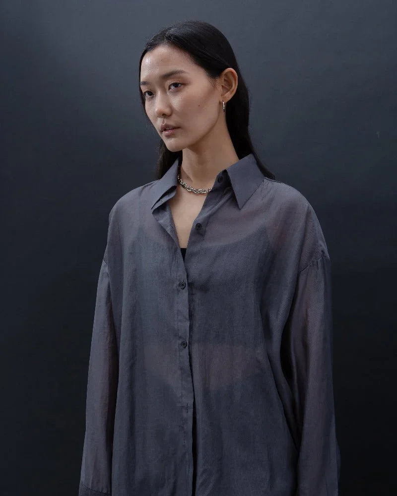 SAERO COLLECTIVE | Malgeun Tencel Shirt | Slate Grey