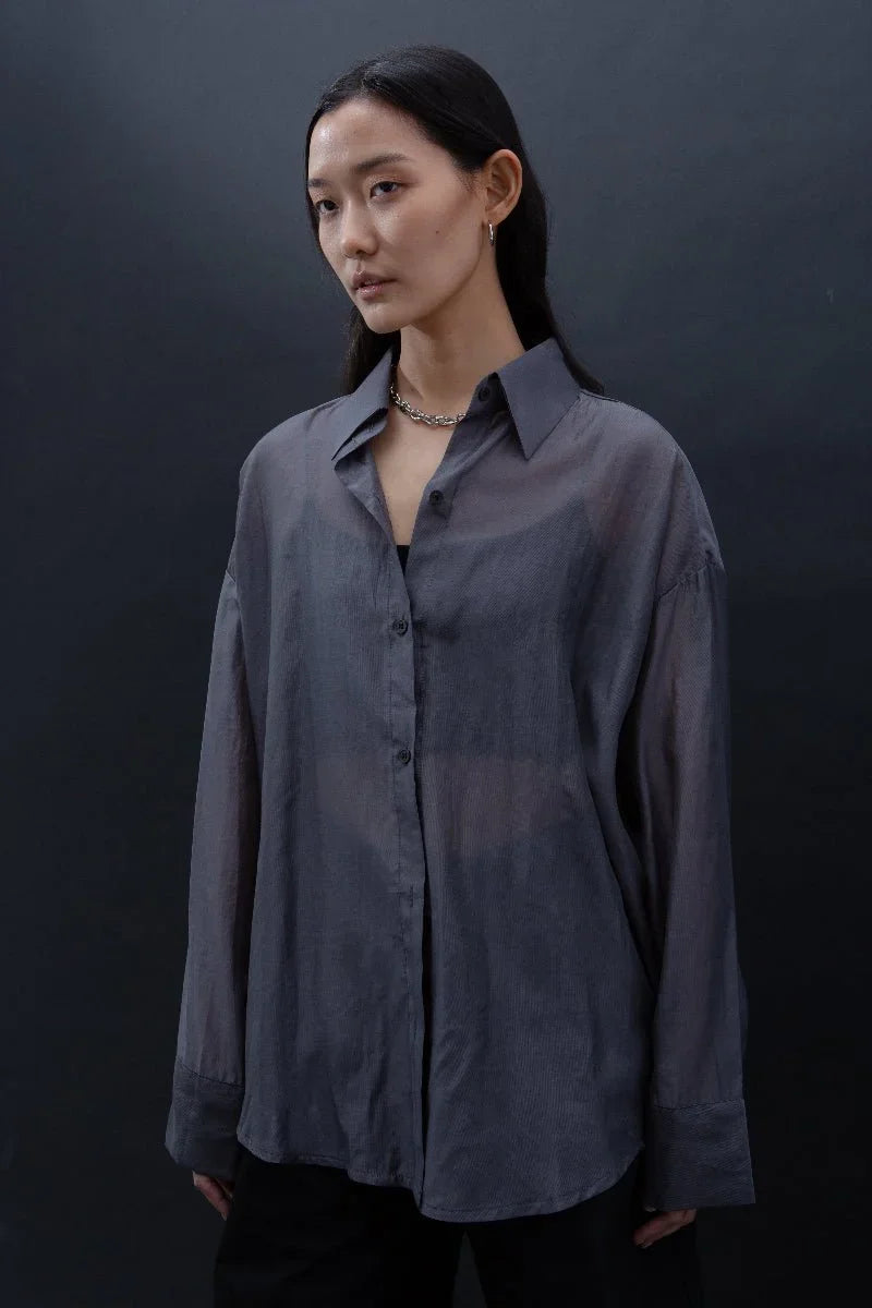 SAERO COLLECTIVE | Malgeun Tencel Shirt | Slate Grey
