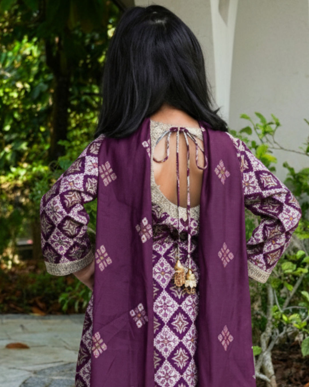 NIMBU | Tara Purple Girls Choga Style Kurta & Palazzo Set in Cotton