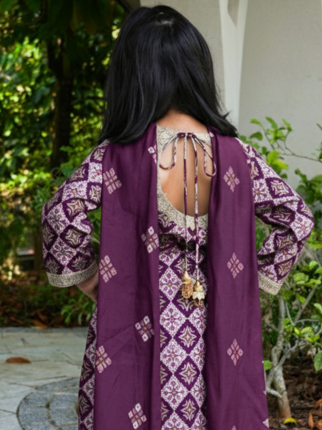 NIMBU | Tara Purple Girls Choga Style Kurta & Palazzo Set in Cotton