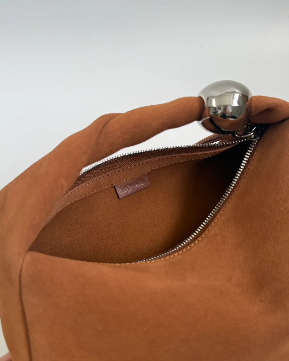 WU HAUS | Orbit Lightweight Suede Tan Sculptural Bag