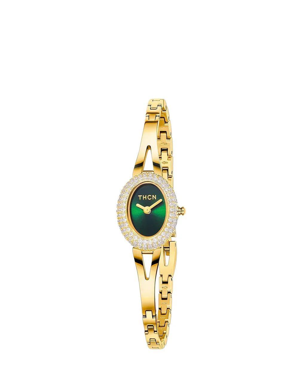 BLACK BY BLUE BRAVE | THCN Nยท I Mini Green Sunray Dial Gold Jewelry Watch