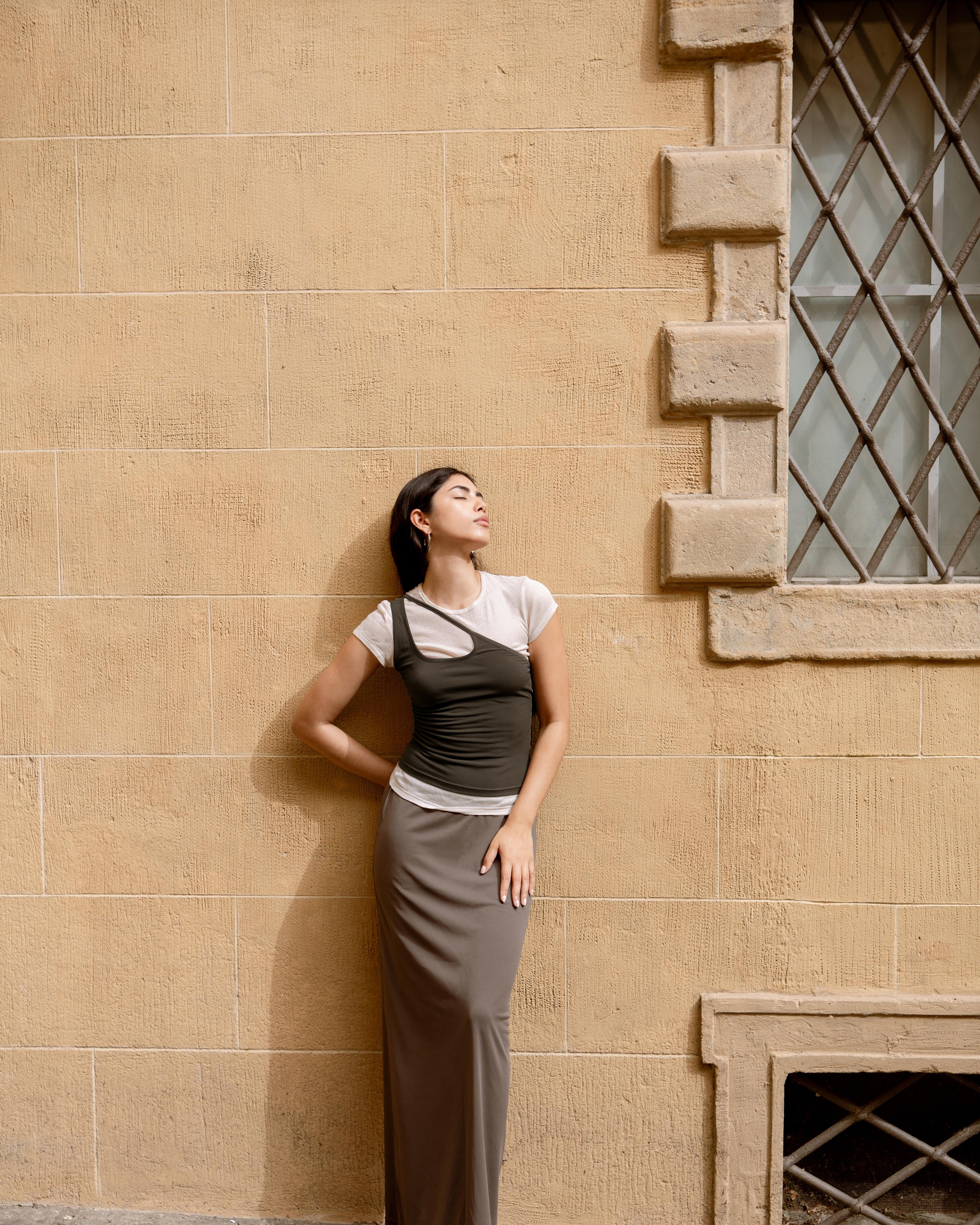 LAYERPLAN | Twila Gathered Stretch-Jersey Tank