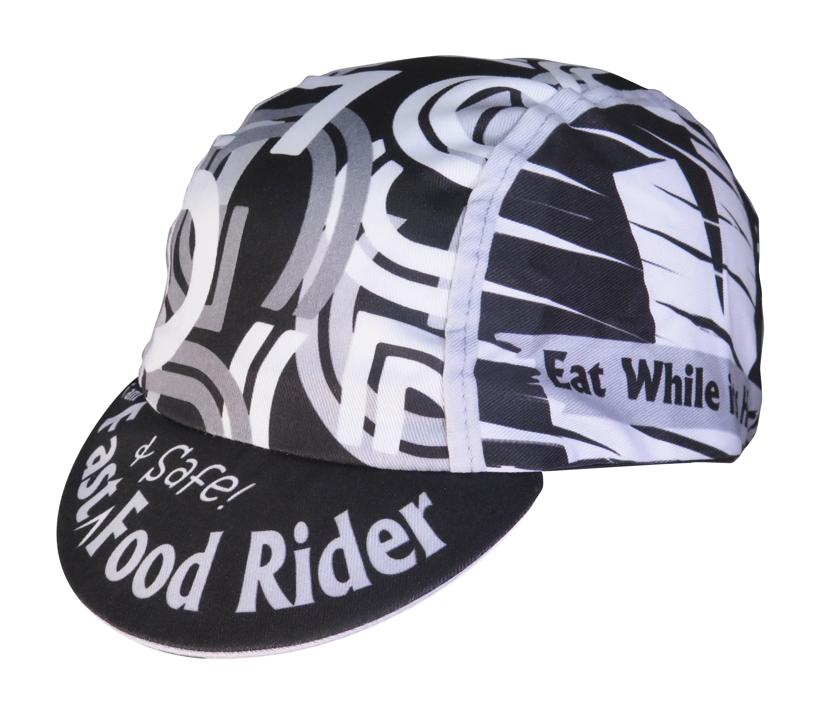 A DESIGN BY TAKACHYA | Cycling Cap - I Am Fast Food Rider (Greyscale)