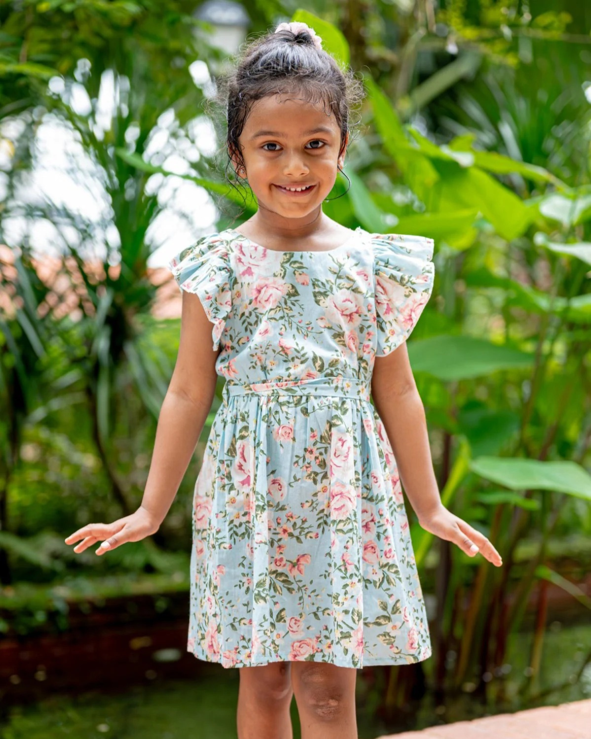 NIMBU | Anna Blue Girls Frilly Frock in Cotton