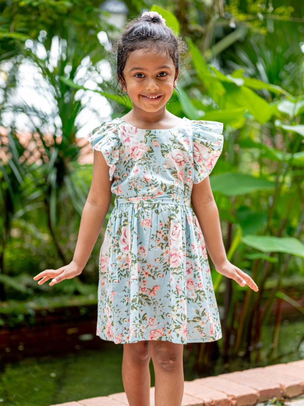 NIMBU | Anna Blue Girls Frilly Frock in Cotton