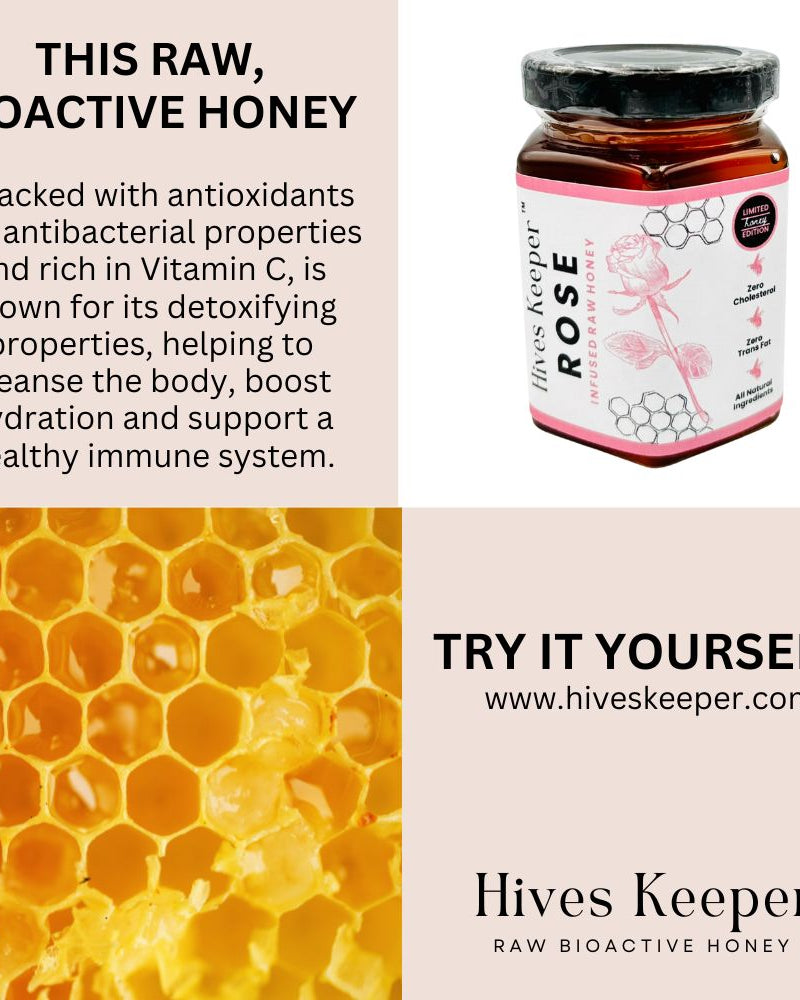 HIVES KEEPER | Infused Raw Honey (with Gift Box) - Rose Infused Raw Honey (Limited Honey Edition)