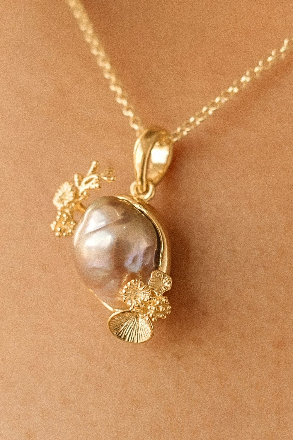 CREATIVE JEWELLERY STUDIO | Baroque Edison Pearl, Gold Plated Silver Necklace by Satine Gems Jewelry