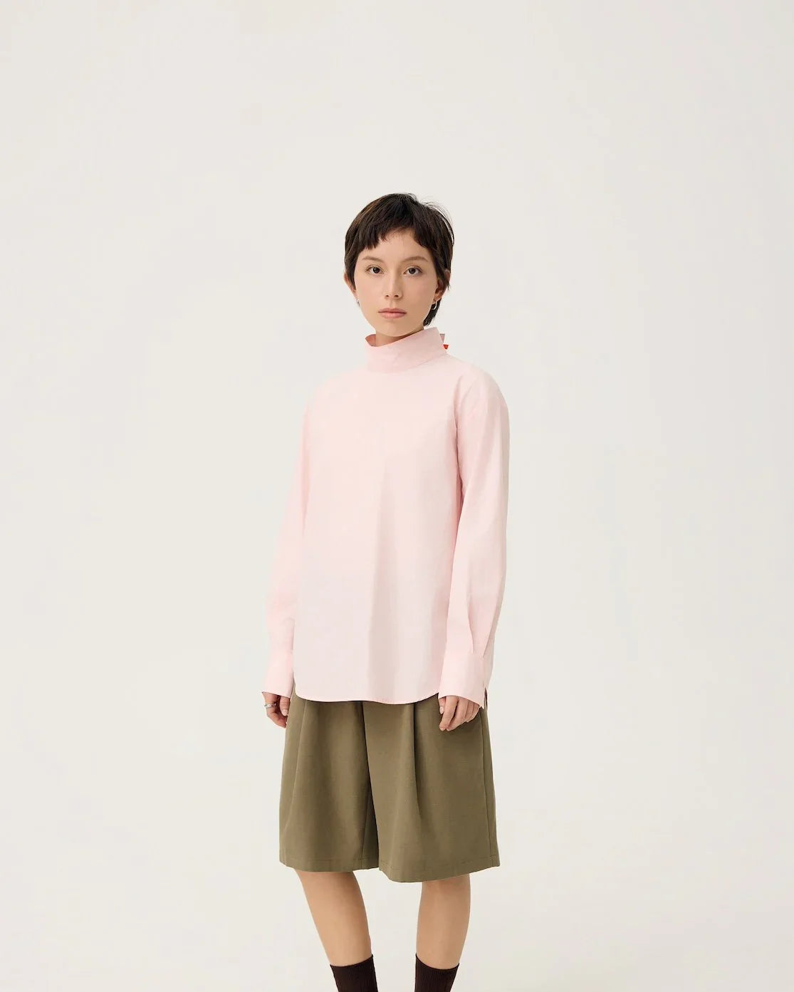 3EIGHTH | Oki Scarf Collar Top in Sakura Pink