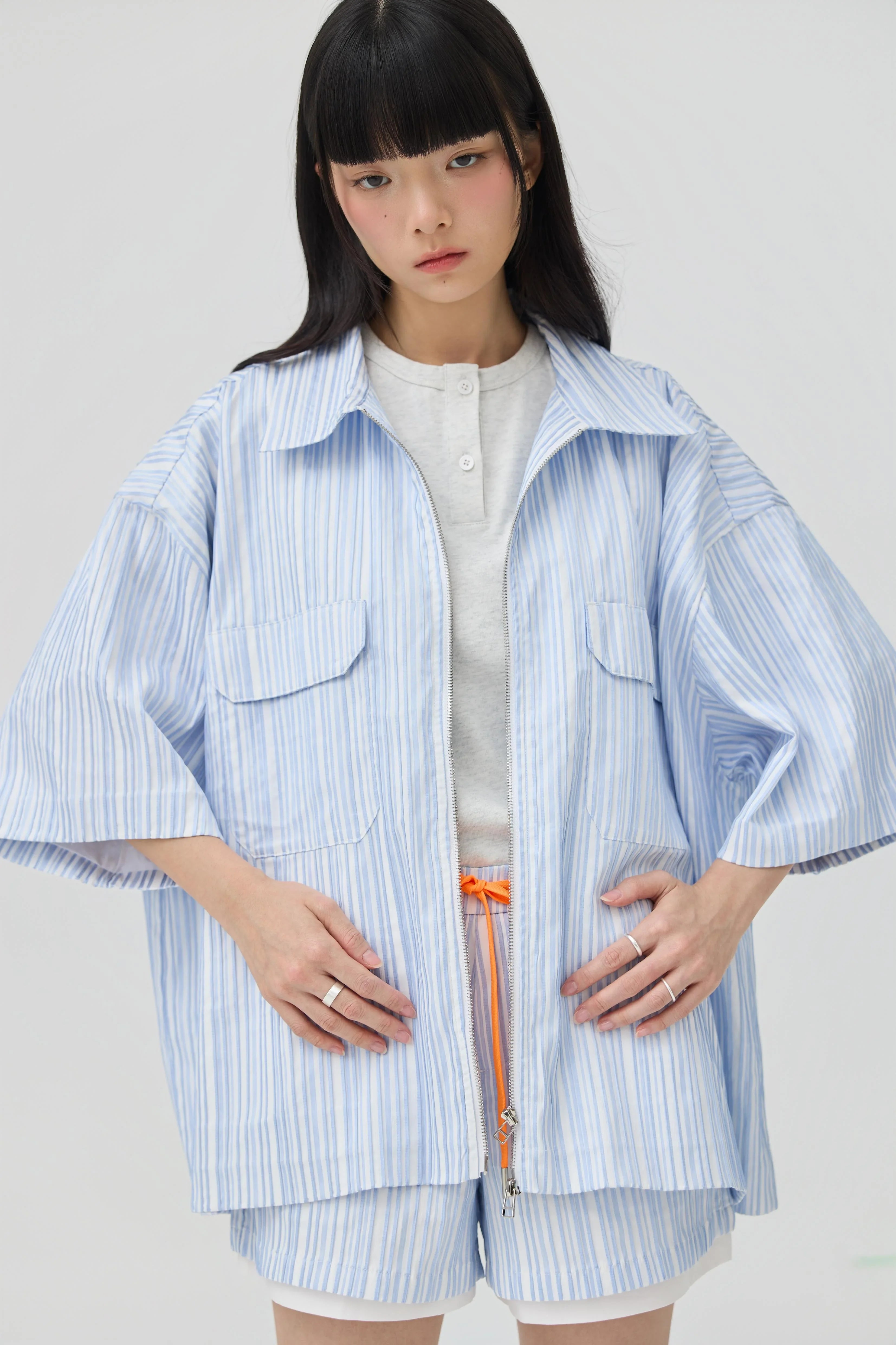 3EIGHTH | Fuwa Jacket In Blue Seersucker