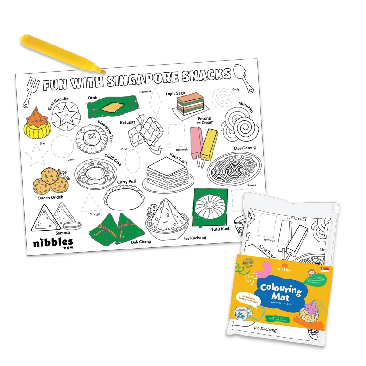 NOM | Nibbles by Nom SG Snacks Silicone Colouring Mat