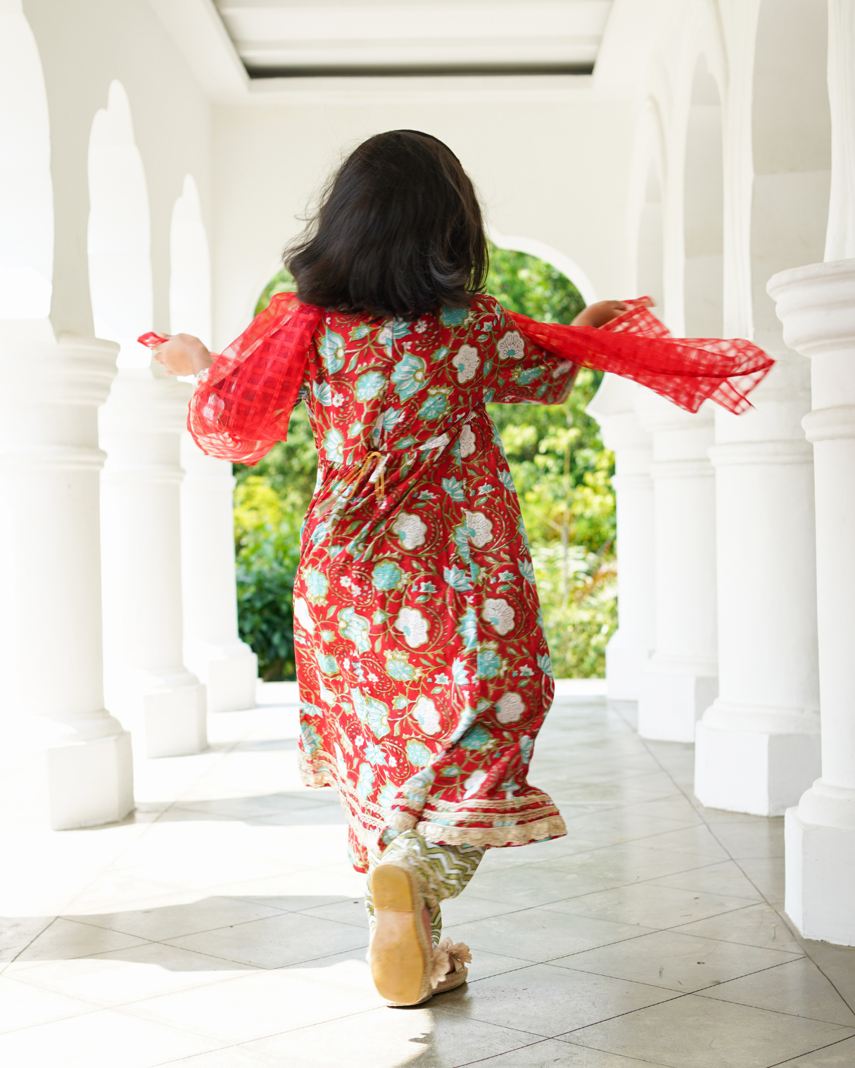 NIMBU | Reet Red Angarkha Anarkali With Pants