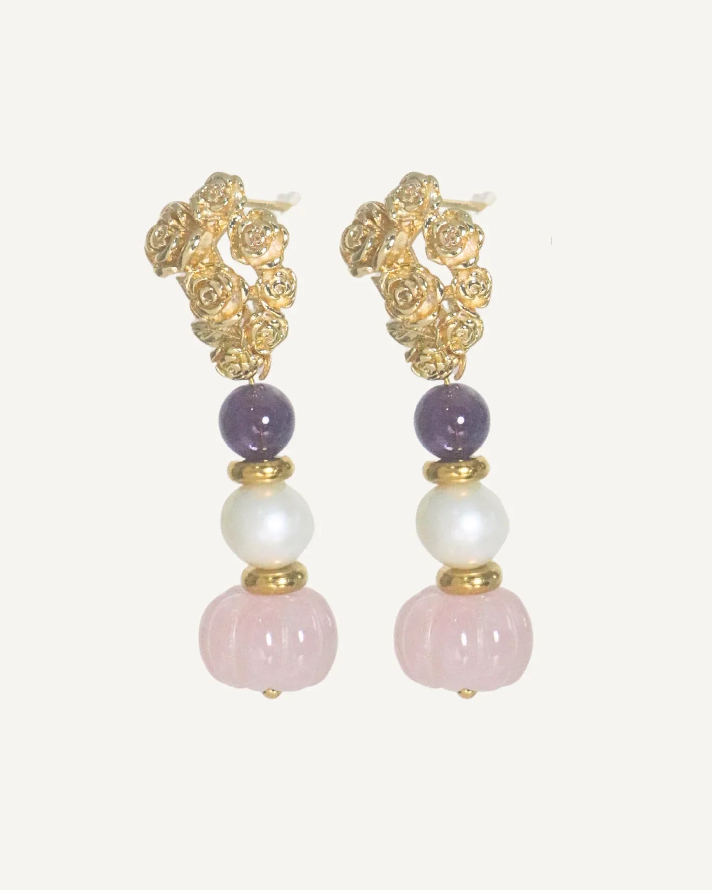 THE ANTECEDANT STORE | E - Rose Quartz Flower Bouquet Earrings