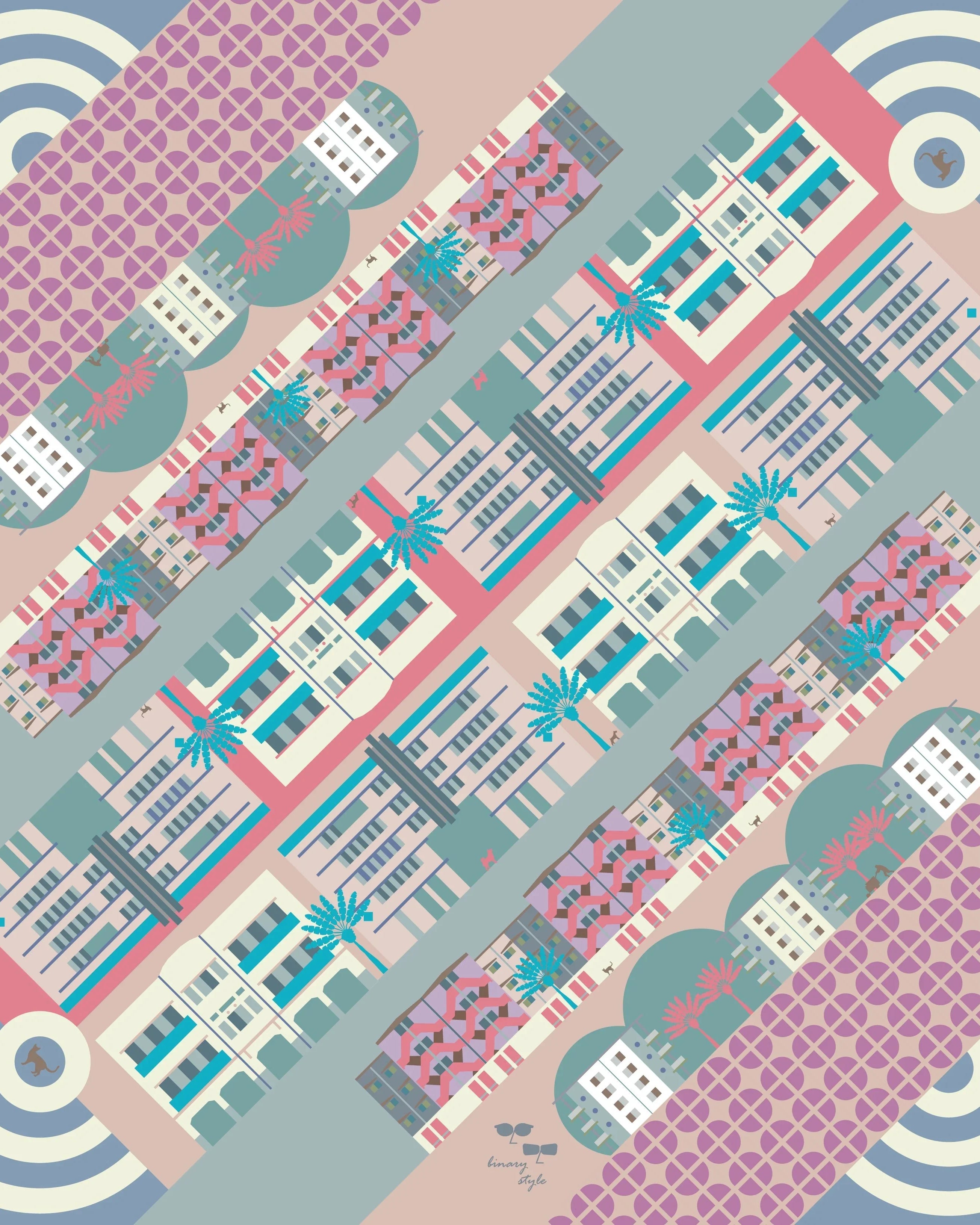 BINARY STYLE | Hip Tiong Bahru 115x115cm Square Scarf
