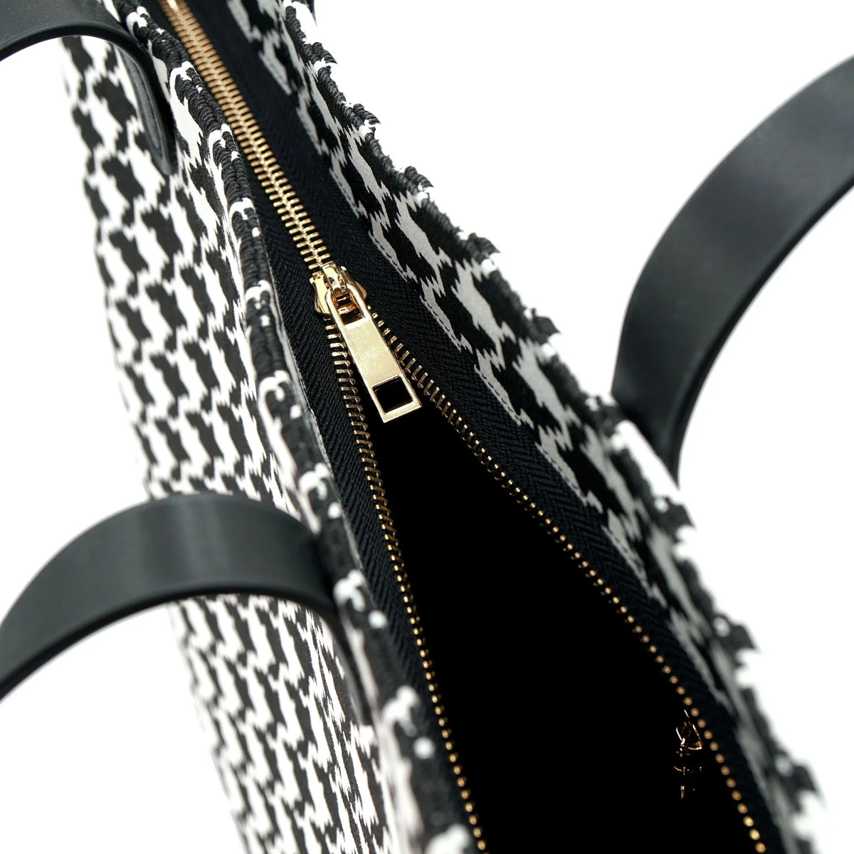 COCOONESE | Zipper Top Tote Bag - Houndstooth Check (BK)
