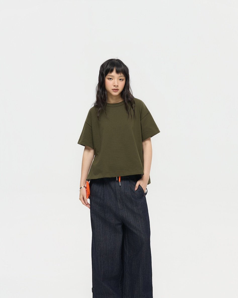 3EIGHTH | SOKKO Zip Tee in Olive Fig