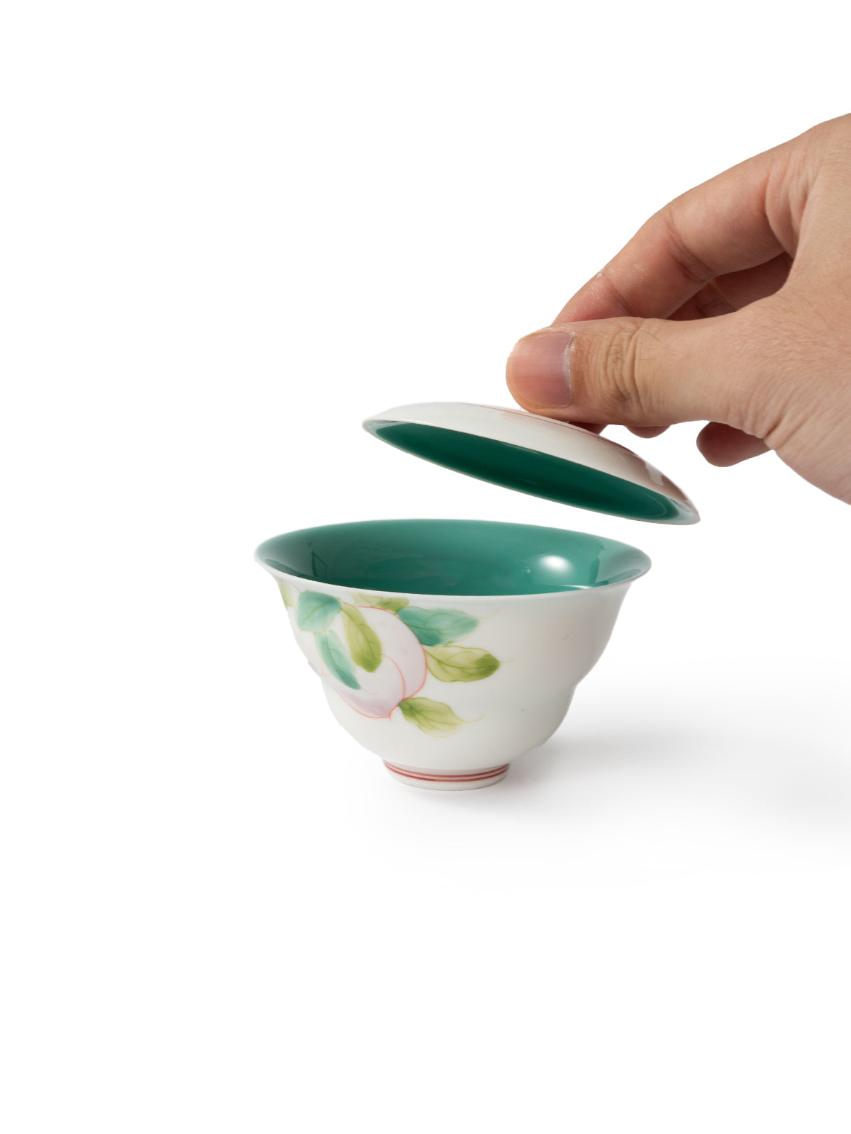 CRAFILAB | Jade Mud Pine Stone Green & Peaches Lidded Bowl