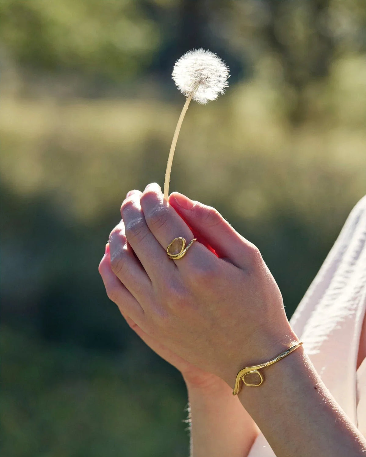 RINA LEE | GOLDEN Rutile Quartz Bezel Ring | 18K Gold Vermeil