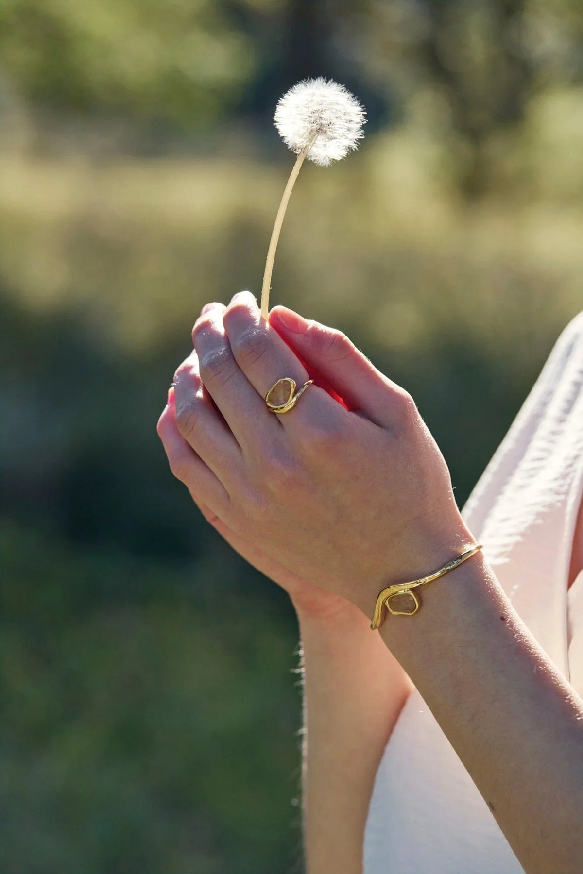 RINA LEE | GOLDEN Rutile Quartz Bezel Ring | 18K Gold Vermeil