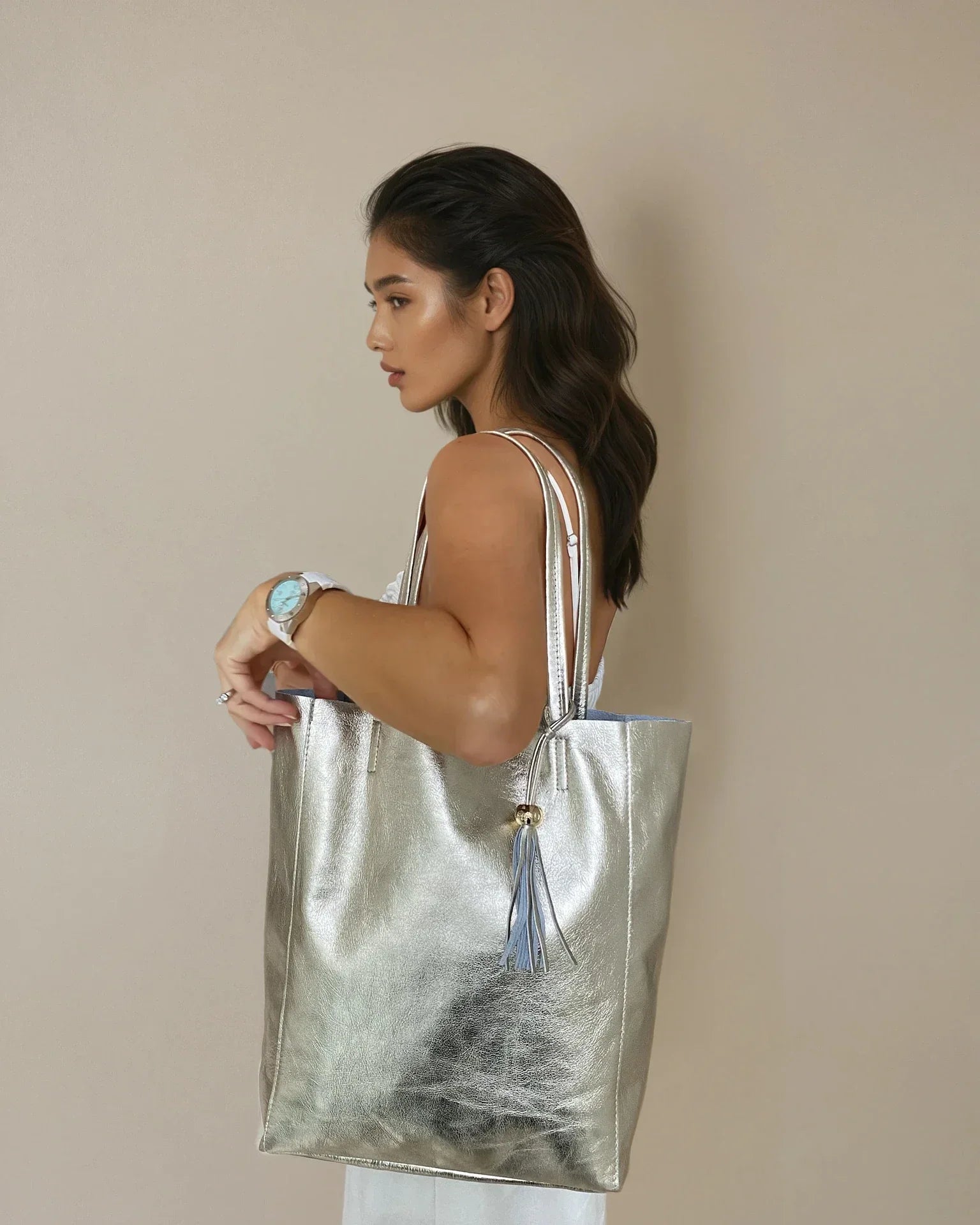 DESTI SAINT | Italian Leather Shopper - Champagne