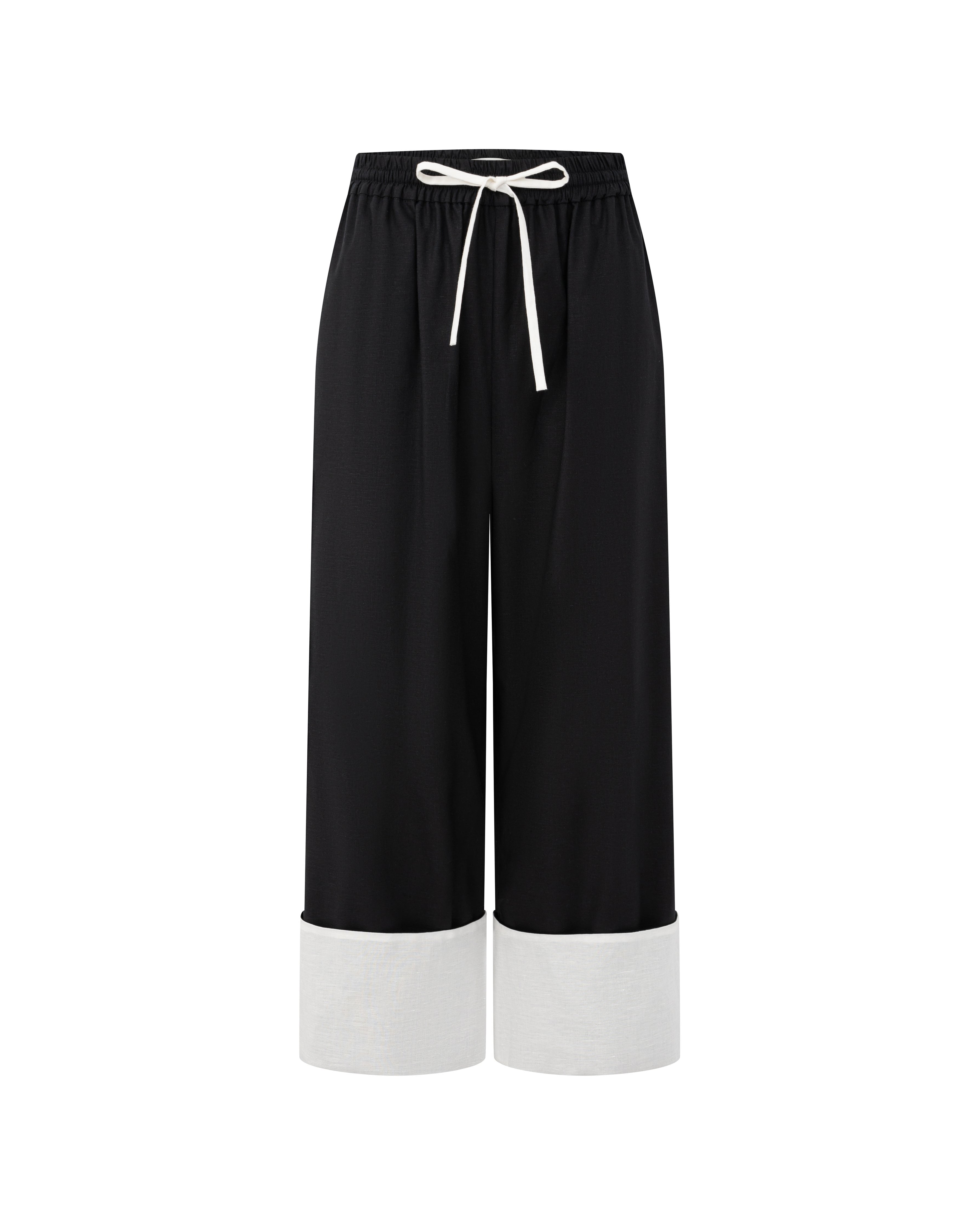 LAYERPLAN | Zerin Contrast Linen Drawstring Pants