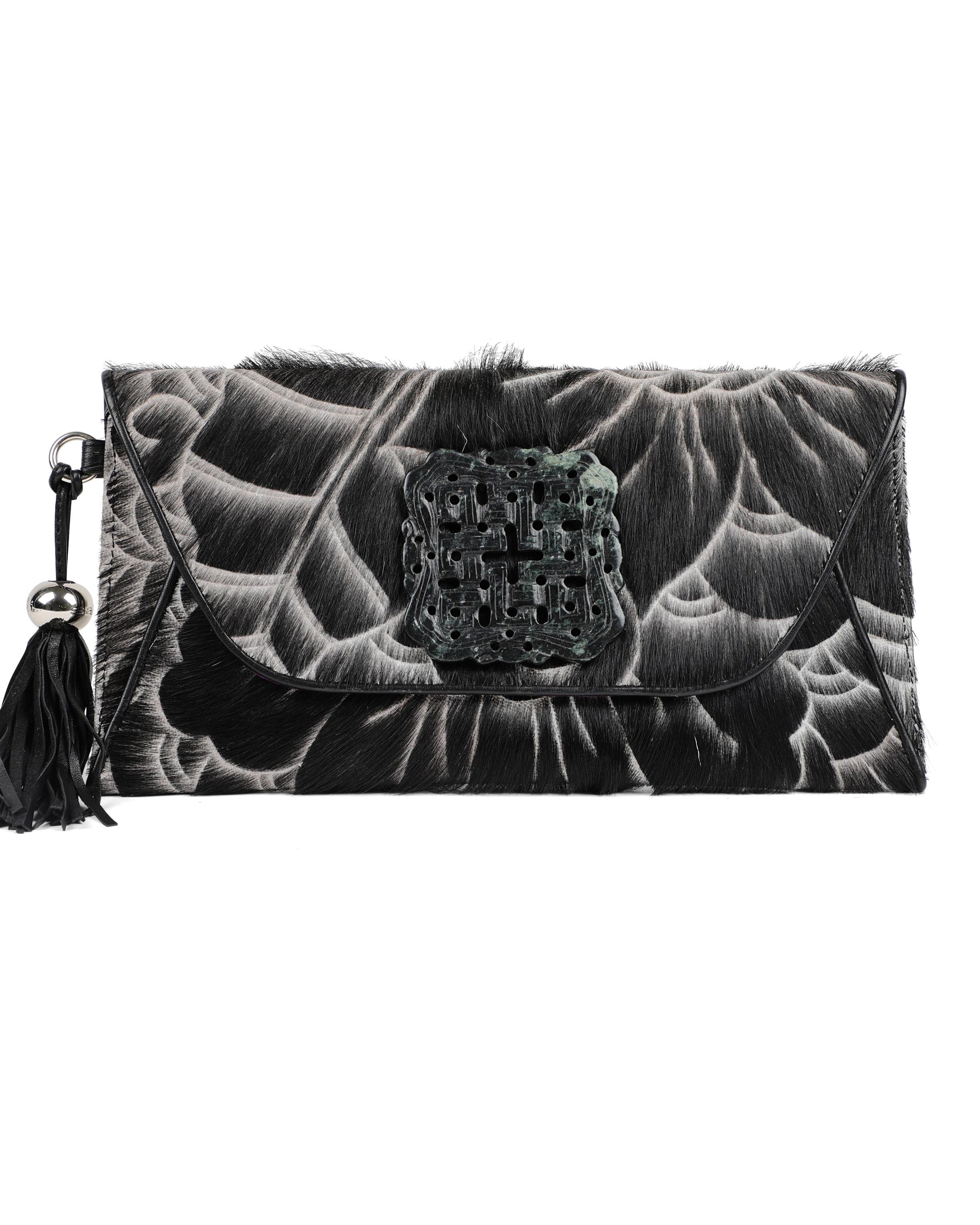 DESTI SAINT | Hand Etched Leather Envelope With Obsidian Ingot