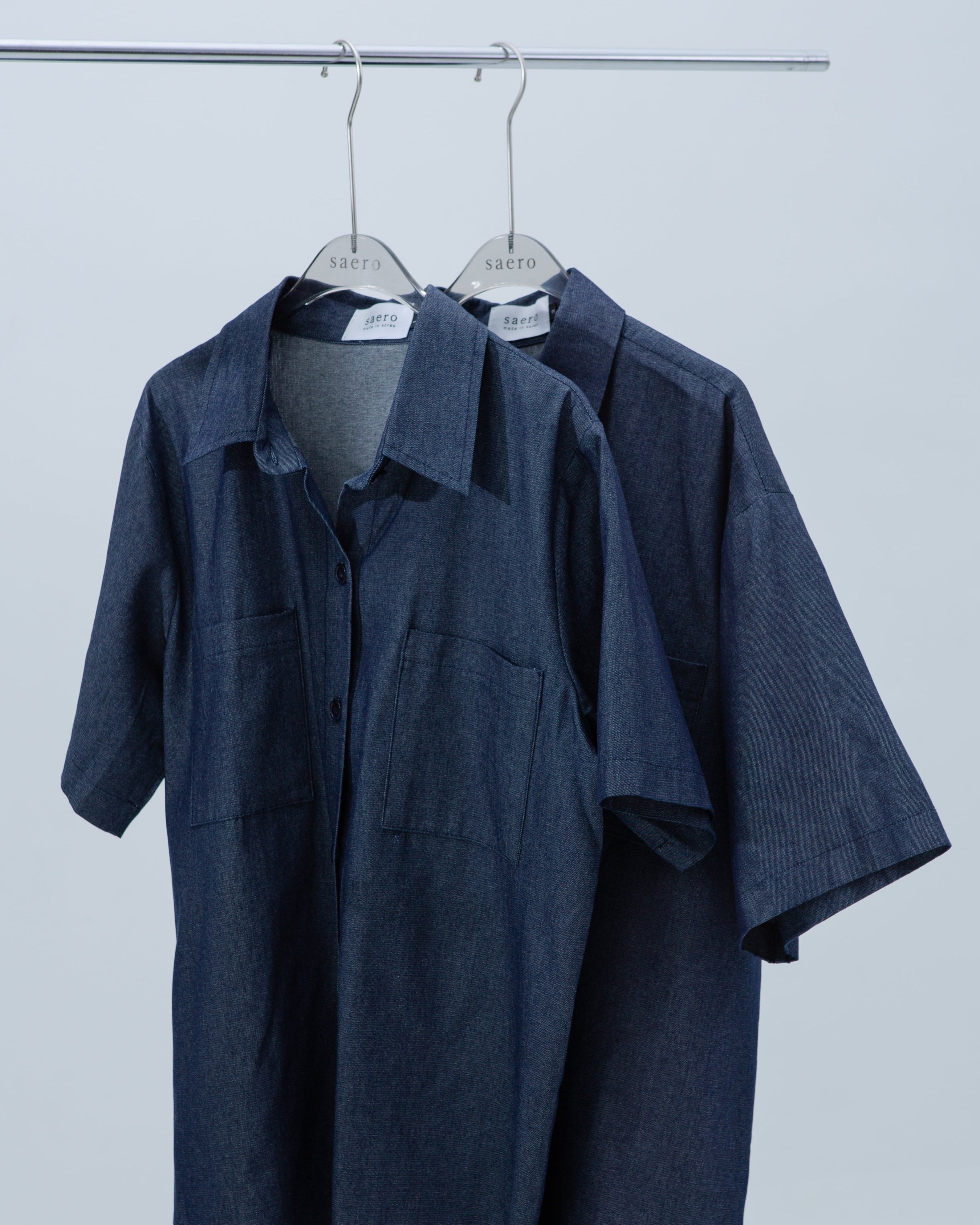 SAERO COLLECTIVE | Denim Short Sleeve Shirt | Blue