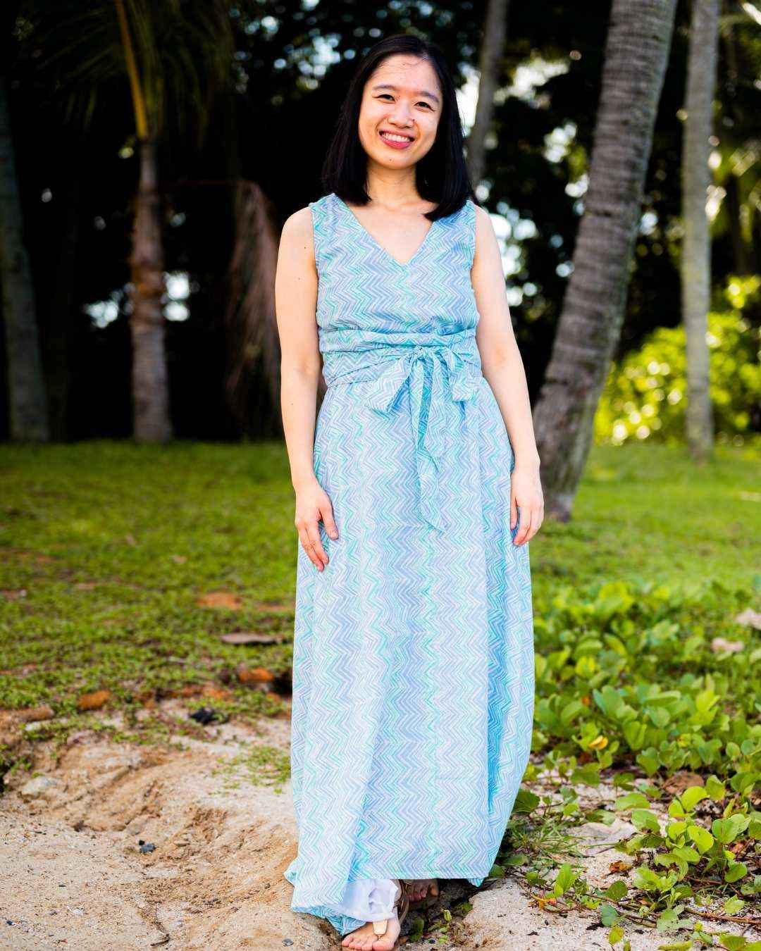 NIMBU | Vela Women's Ocean Wave Dress With Obi Belt