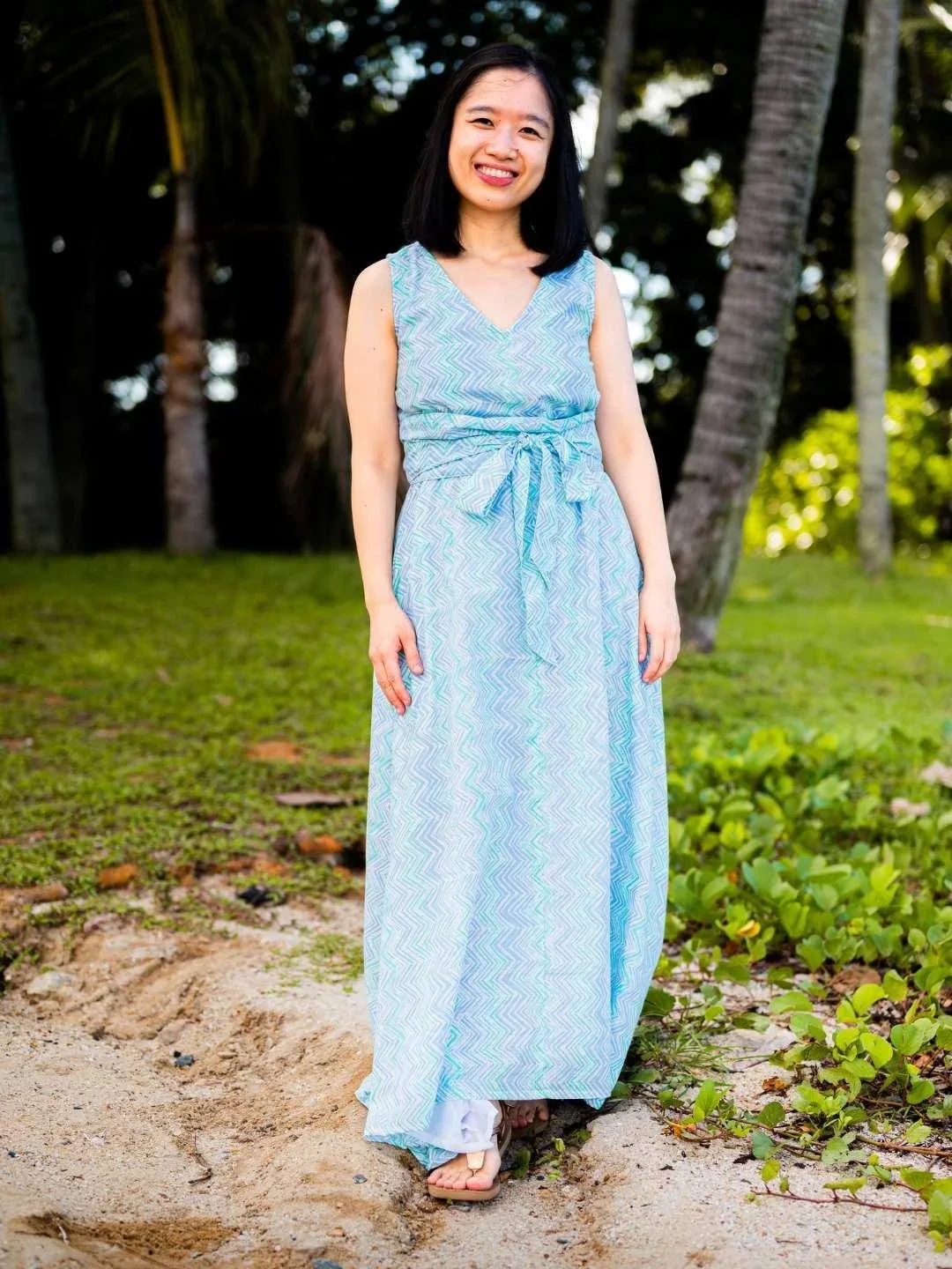 NIMBU | Vela Women's Ocean Wave Dress With Obi Belt