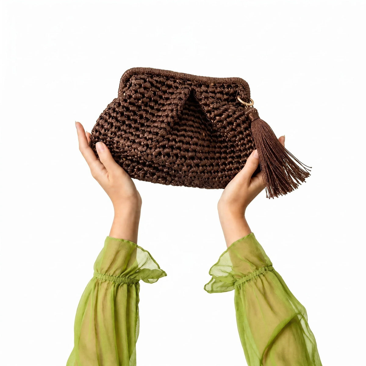 DESTI SAINT | Metallic Weave Small Clutch | Bronze