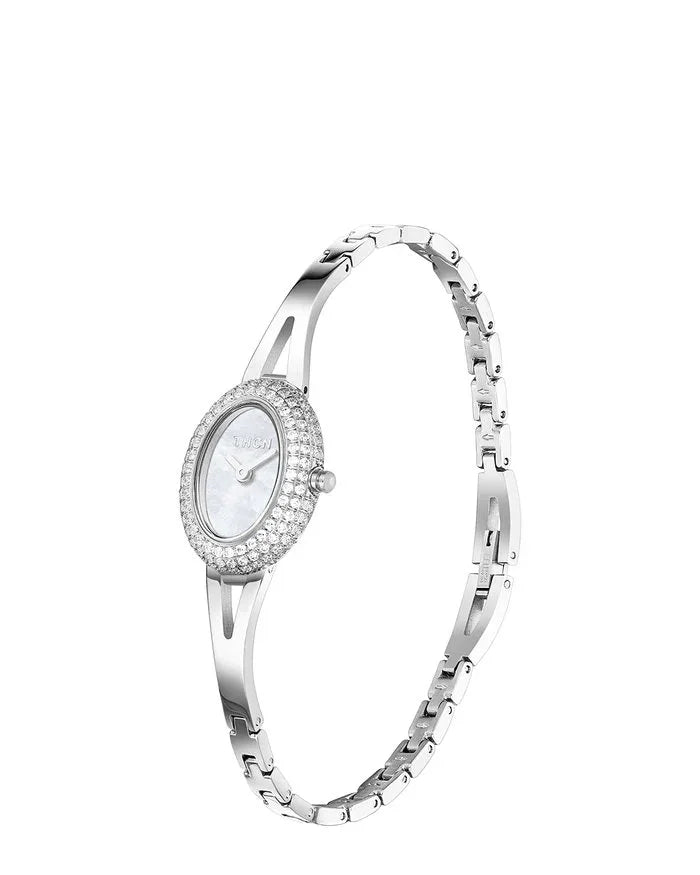 BLACK BY BLUE BRAVE | THCN Nยท I Mini Mother-of-Pearl Dial Silver Jewelry Watch