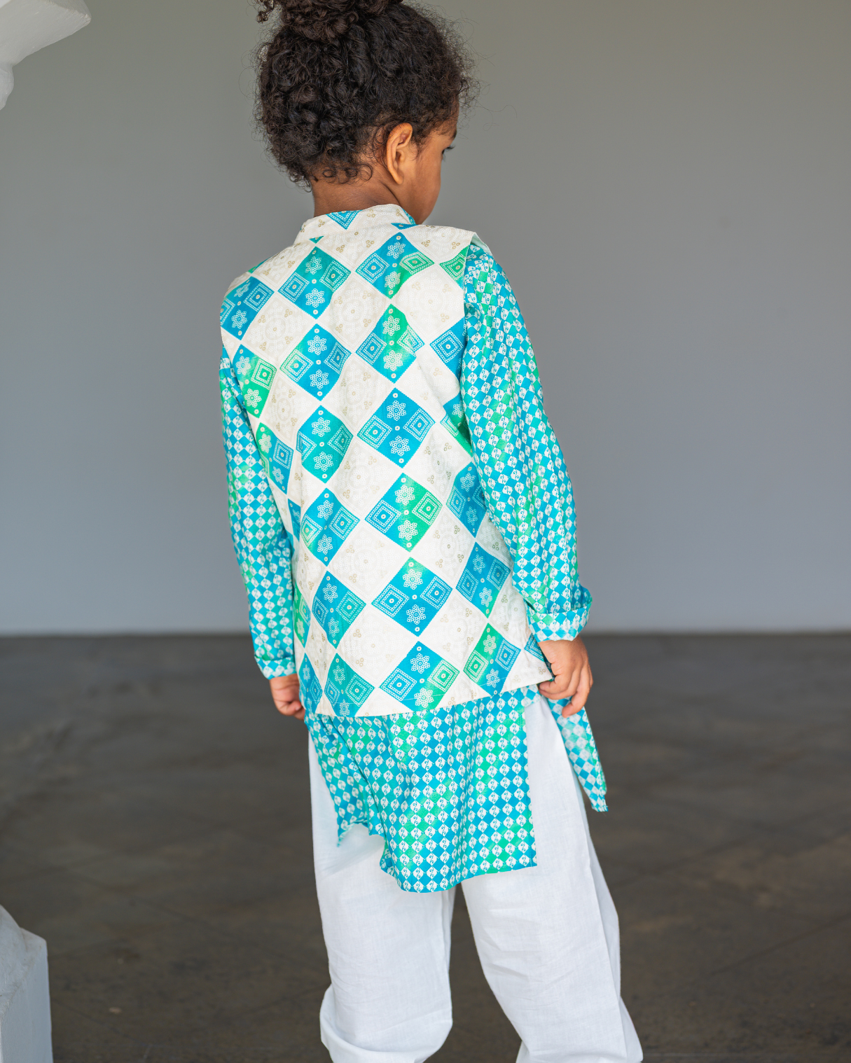 NIMBU | Shan Aqua Boys Kurta Jacket Set in Muslin Cotton