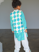 NIMBU | Shan Aqua Boys Kurta Jacket Set in Muslin Cotton